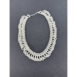 Vintage Japan Faux Pearl Aurora Borealis Bib Collar Necklace Bridal Necklace